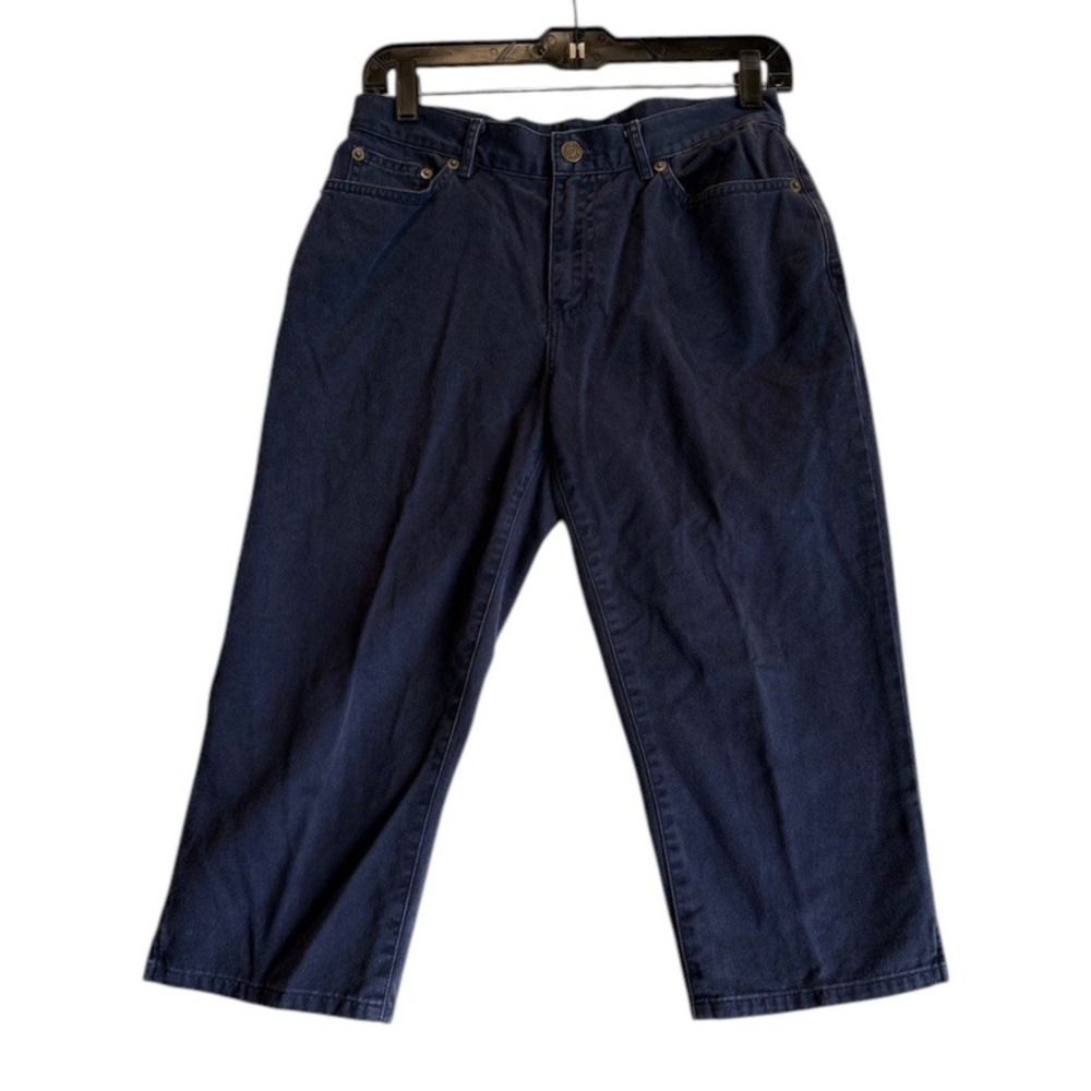 Lauren Jeans Company Pants Women 4P Navy Blue Cropped Cotton Classic S1143